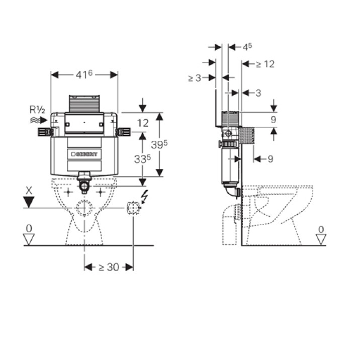Скрытый смывной бачок GEBERIT Omega 109.043.00.1