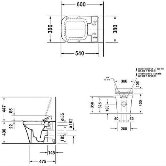 Плитка керамогранит Унитаз пристенный безободковый Duravit Rimless P3 Comforts SensoWash 2166590000 для пола Плитка керамогранит Унитаз пристенный безободковый Duravit Rimless P3 Comforts SensoWash 2166590000 для пола