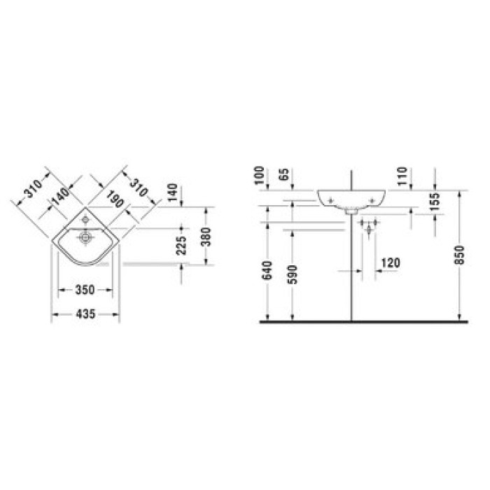Плитка керамогранит Керамическая раковина 43,5 см Duravit ME by Starck 0722430000 для пола