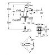 Grohe Eurosmart Смеситель однорычажный для раковины M-Size + нажимной донный клапан (23923002)