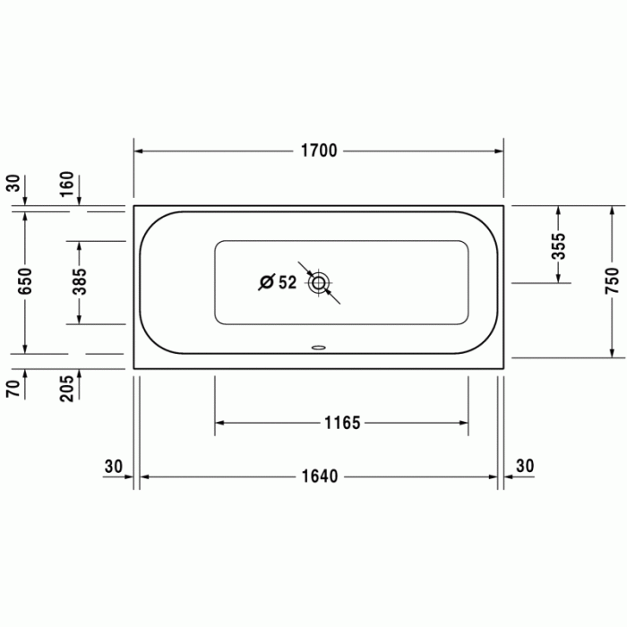 Happy D.2 ванна прямоугольная 170 см 700312000000000 в интернет-магазине «Estet Room»