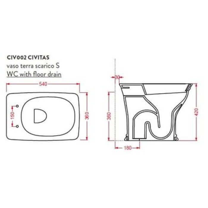 Напольный унитаз Artceram Civitas (CIV002 33;00) pink acquarello