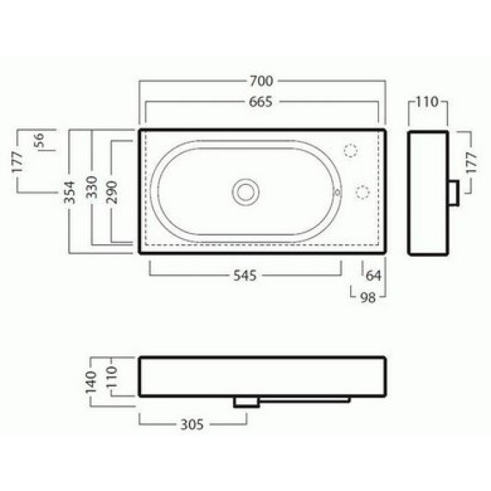 Керамическая раковина 70 см Hatria Area, белый (Y0W901)