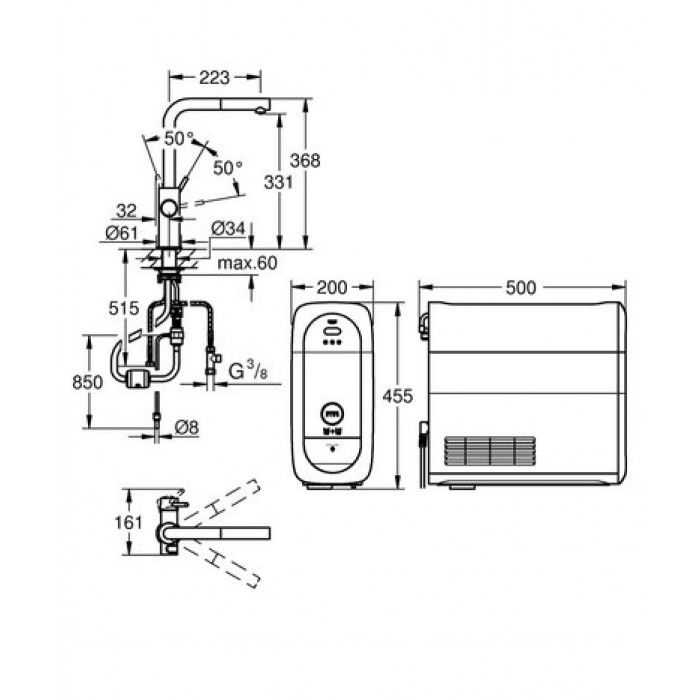 Смеситель со стартовым комплектом GROHE Blue Home 31539DC0