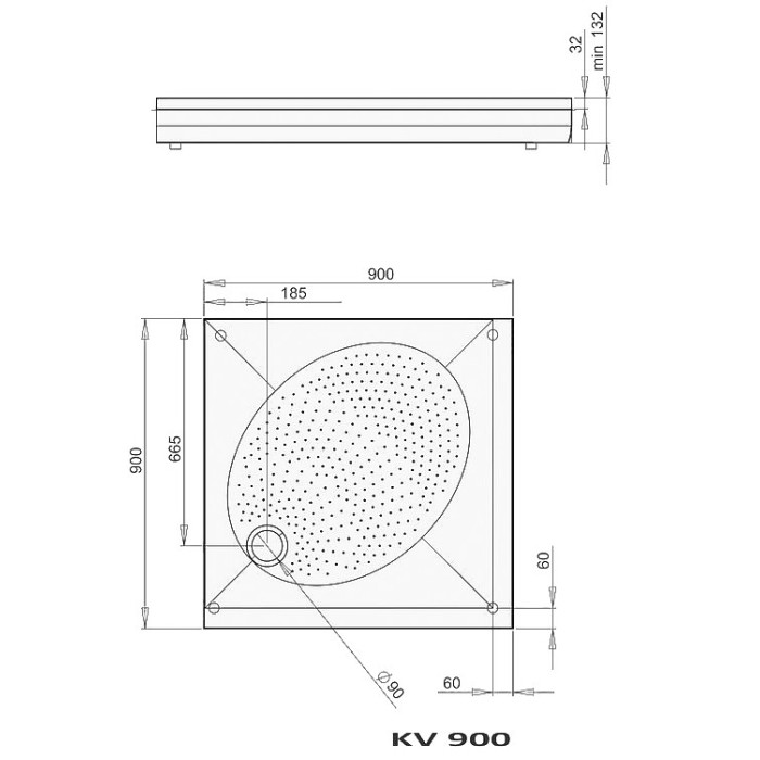 Душевой поддон РАА ART KV 90 Душевой поддон РАА ART KV 90