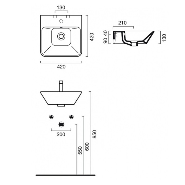 Керамическая раковина 42 см Catalano Proiezioni Керамическая раковина 42 см Catalano Proiezioni