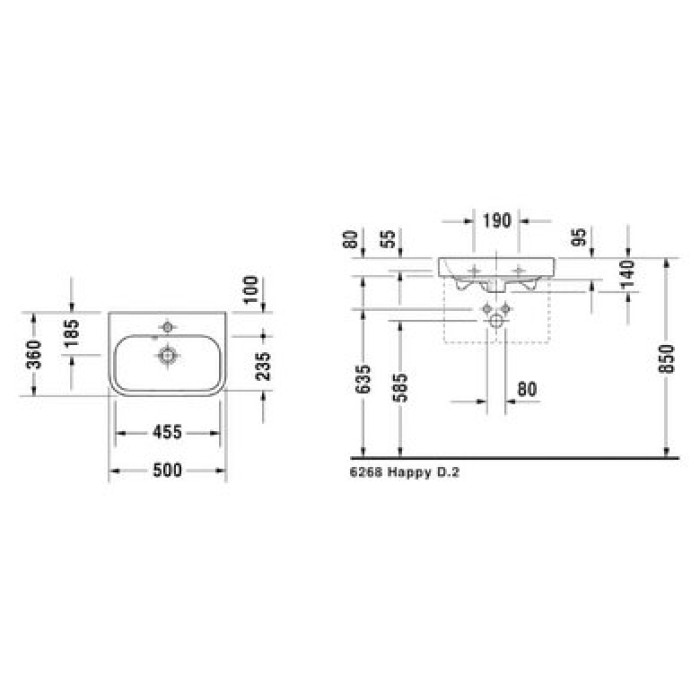 Плитка керамогранит Керамическая раковина 50 см Duravit Happy D.2 0710500000 для пола