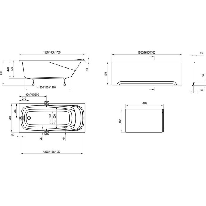 Ванна Ravak VANDA II 160x70 CP11000000 Ванна Ravak VANDA II 160x70 CP11000000