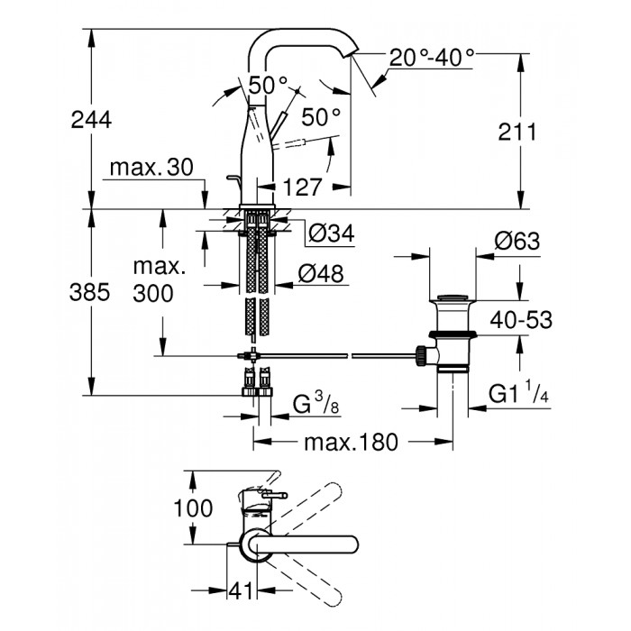 Grohe Essence Смеситель однорычажный для раковины L-Size (32628AL1)