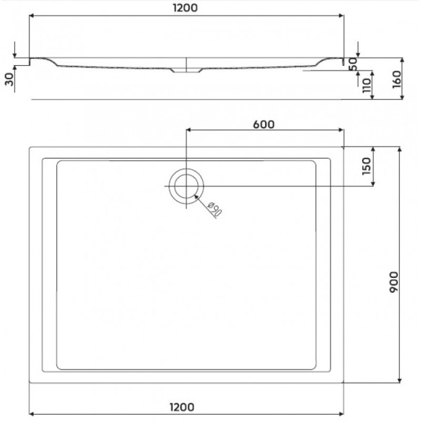 Душевой поддон KOLO PACYFIK 120x90 AntiSlide xBP0729101