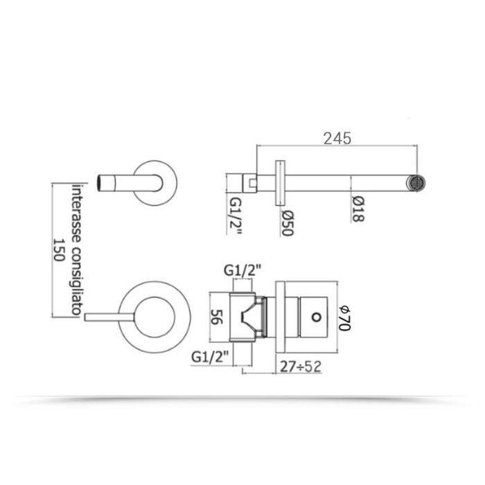 Смеситель для раковины Paffoni Light LIG007CR70 Смеситель для раковины Paffoni Light LIG007CR70