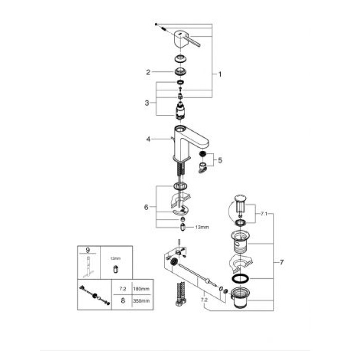 Grohe Plus Смеситель однорычажный для раковины S-Size (32612003)