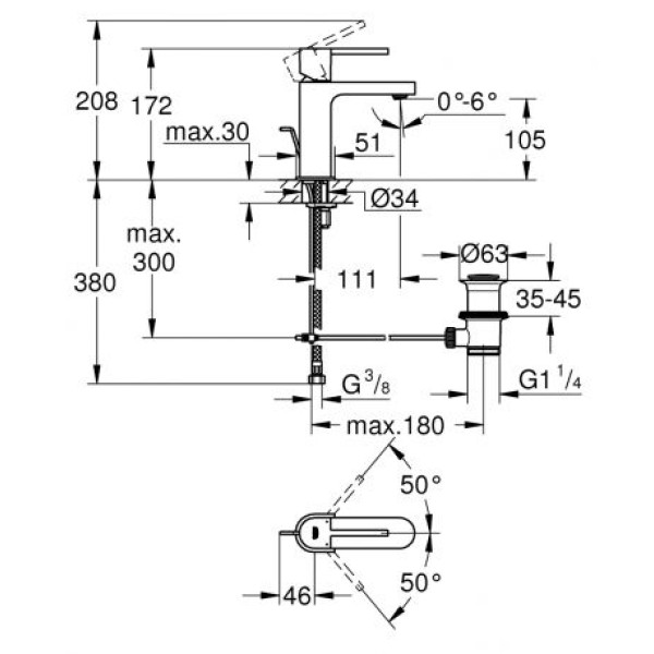 Grohe Plus Смеситель однорычажный для раковины S-Size (32612003)