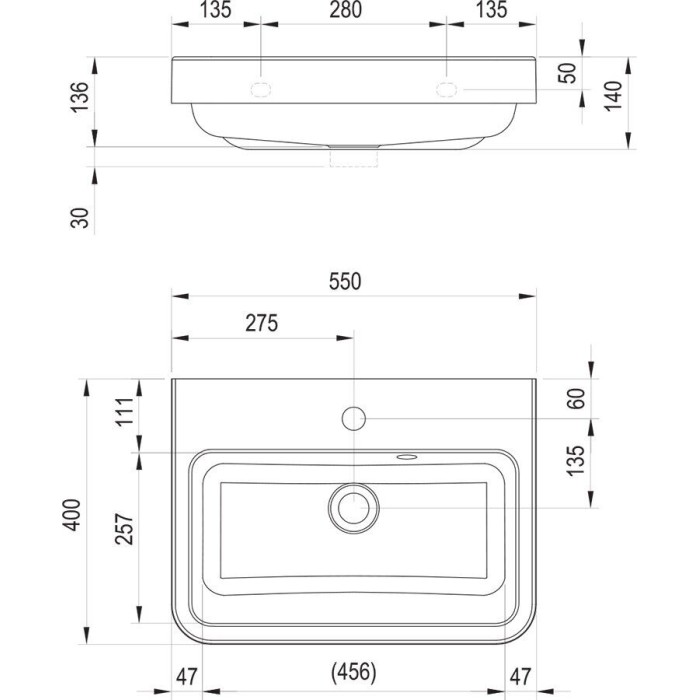 Умывальник Ravak BE HAPPY II 550