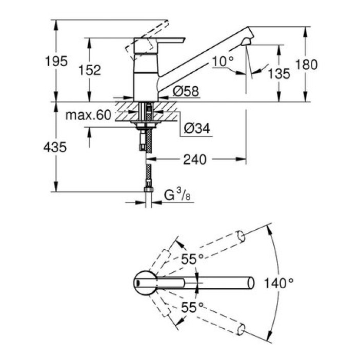 Смеситель для раковины GROHE Feel 32669000 Смеситель для раковины GROHE Feel 32669000