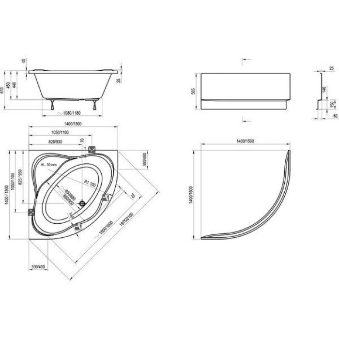 Ванна Ravak NEW DAY 140x140 C651000000