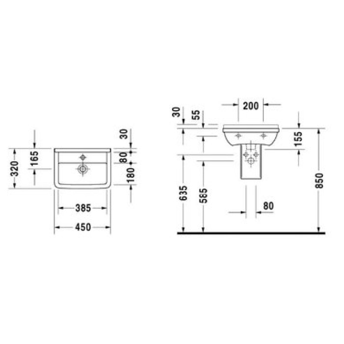 Плитка керамогранит Керамическая раковина 45 см Duravit Starck 3 0750450000 для пола