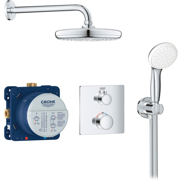 Плитка керамогранит Grohe Grohtherm Tempesta 210 Душевая система скрытого монтажа 34729000 для пола
