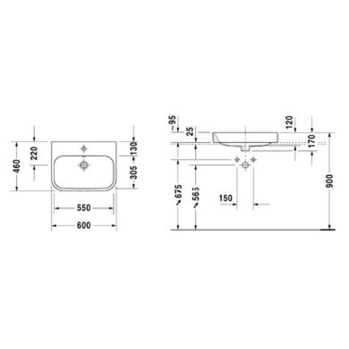 Плитка керамогранит Керамическая раковина 60 см Duravit Happy D.2 2315600000 для пола