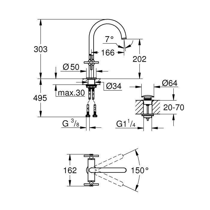 Grohe Atrio new Смеситель для раковины на одно отверстие L-Size (21019DC3)