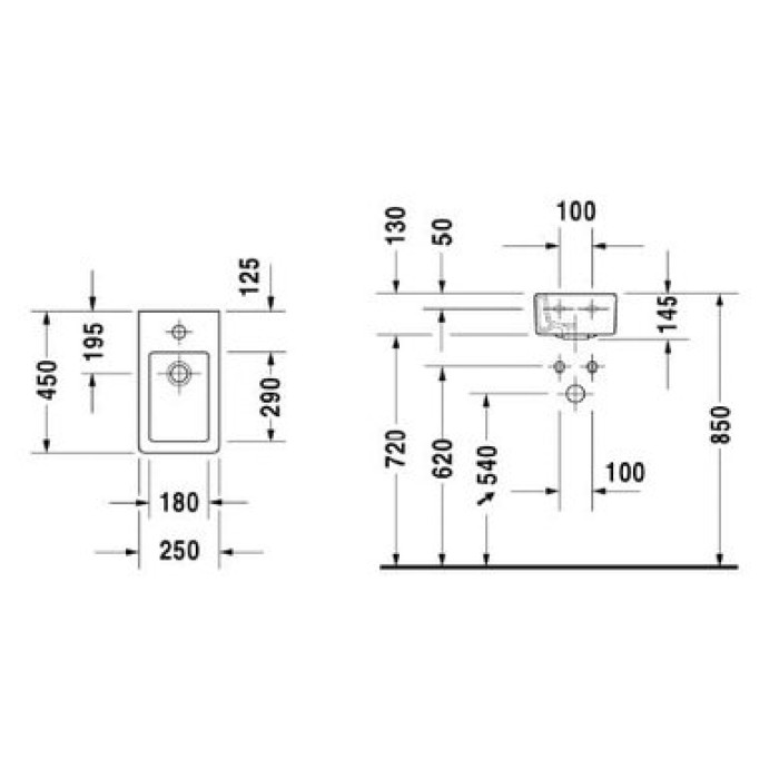 Плитка керамогранит Керамическая раковина 25 см Duravit Vero 0702250000 для пола