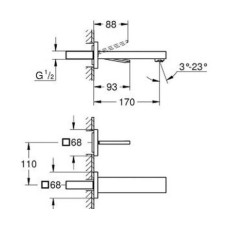 Grohe Eurocube Joy Смеситель для раковины на два отверстия M-Size (19997000)