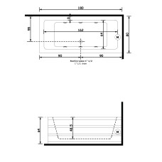 Gruppo Treesse Quadra Line Ванна 180x80x65 см