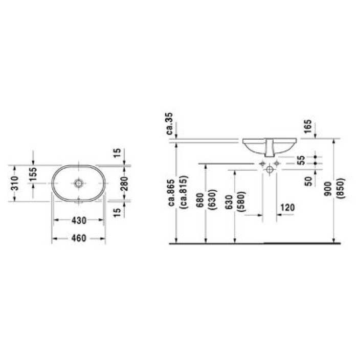 Плитка керамогранит Керамическая раковина 43 см Duravit Bathroom Foster 0336430000 для пола