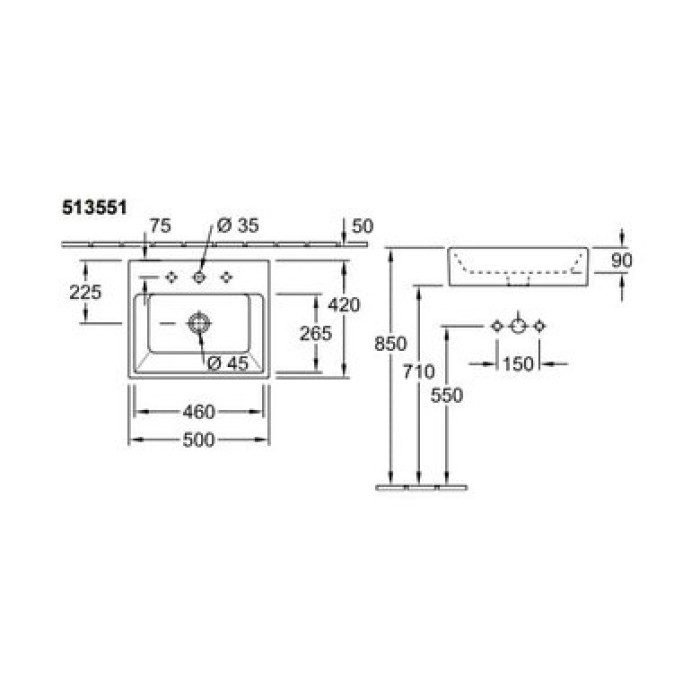 Керамическая раковина Villeroy & Boch Memento CeramicPlus 513551R1