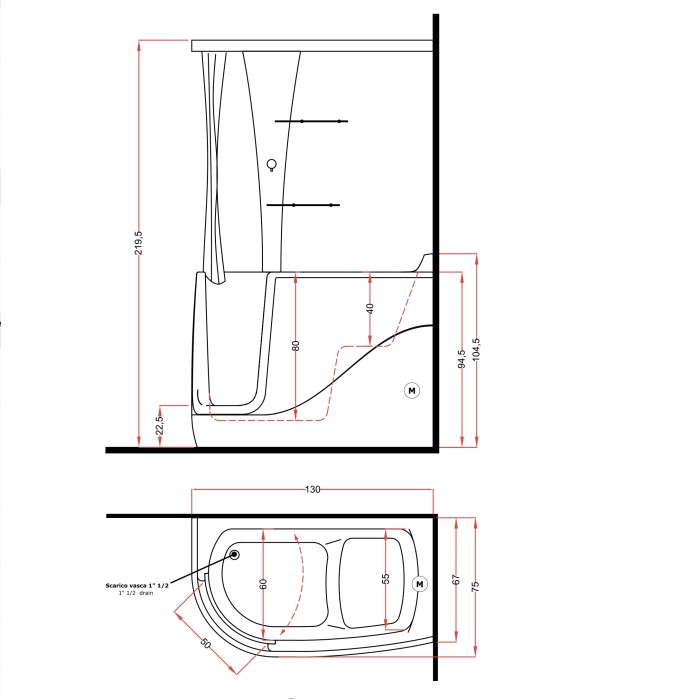 Gruppo Treesse Gen-X Top Ванна 130x75xh220 см