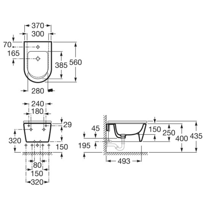 Биде Подвесное Roca Inspira round A357525000 Биде Подвесное Roca Inspira round A357525000