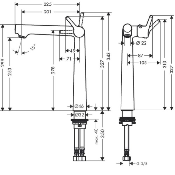 Смеситель для раковины Hansgrohe Talis S 250 (72115000) Смеситель для раковины Hansgrohe Talis S 250 (72115000)