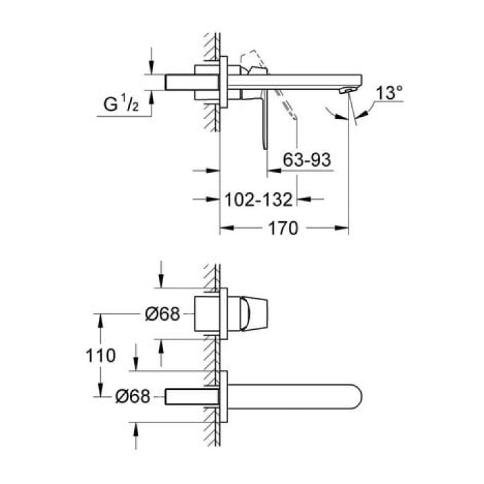 Смеситель для раковины Grohe Eurosmart cosmopolitan S-Size 19381000