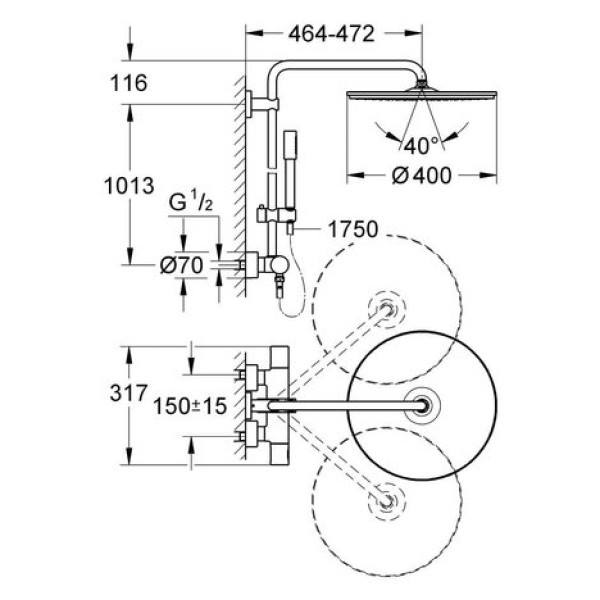 Душевая система Grohe Rainshower System 400 27174001
