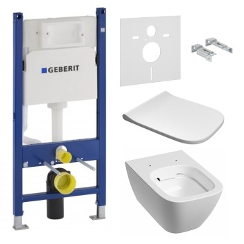 Инсталляция GEBERIT Duofix 458.126.00.1 + унитаз KOLO Modo Remfree L33120000 с сиденье Soft Close L30112000