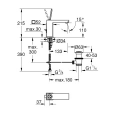 Grohe Eurocube Joy Смеситель однорычажный для раковины M-Size (23657000)