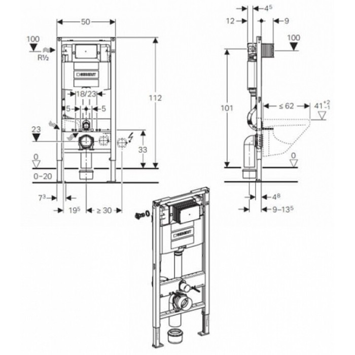 Инсталляция для унитаза Geberit Duofix 111.060.00.1