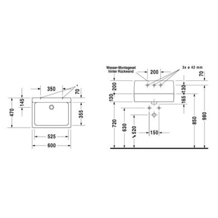 Плитка керамогранит Керамическая раковина 60 см Duravit Vero 0453600025 для пола