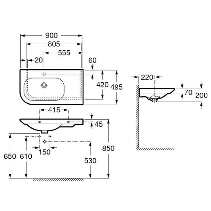 Раковина асимметричная Roca Nexo A327648000