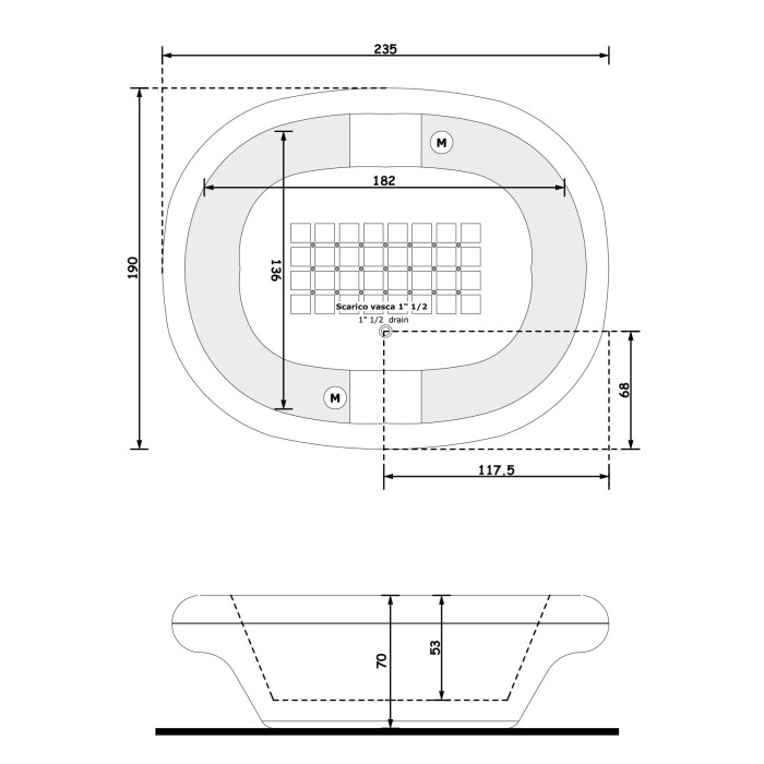 Gruppo Treesse Inside Ванна в современном стиле 192x135xh70 см