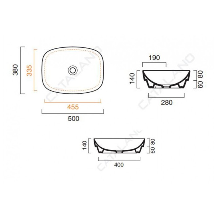 Керамическая раковина 50 см Catalano Green Lux, cemento satinato