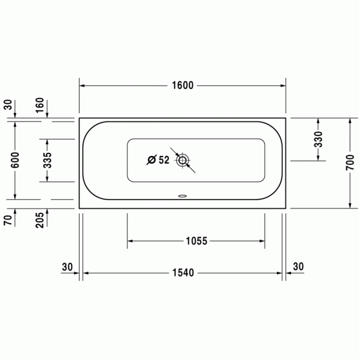 Happy D.2 ванна прямоугольная 160 см 700308000000000 в интернет-магазине «Estet Room»