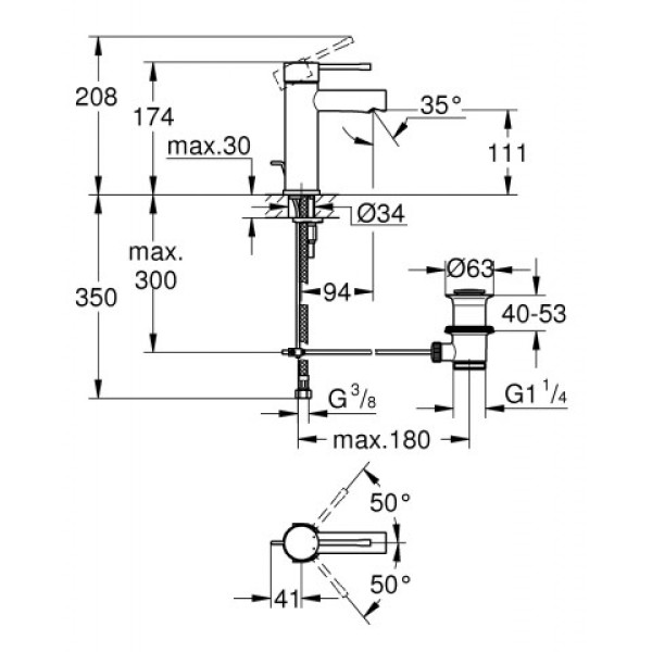 Grohe Essence Смеситель однорычажный для раковины S-Size (32898001)