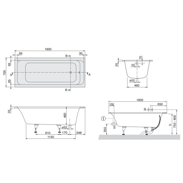 Ванна акриловая Villeroy&Boch Architectura UBA167ARA2V-01