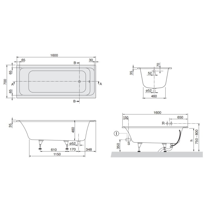 Ванна акриловая Villeroy&Boch Architectura UBA167ARA2V-01