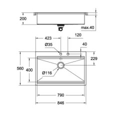 Мойдка для кухни Grohe 846x560 мм, 1 чаша, матовая, в уровень со столешницей (31584SD0)