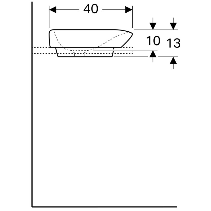 Раковина встраиваемая в столешницу Geberit myDay 60 см, с крышкой сливного клапана, белый глянец KeraTect 245460600