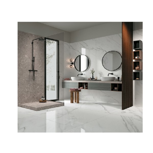 Керамогранит Плитка MIRAGE BIANCO STATUARIO JW 01 LUC SQ 6×2780×1200 под мрамор