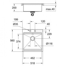 Мойдка для кухни Grohe 518x560 мм, 1 чаша, матовая, в уровень со столешницей (31583SD0)
