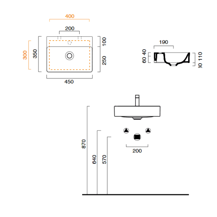 Керамическая раковина 45 см Catalano Green